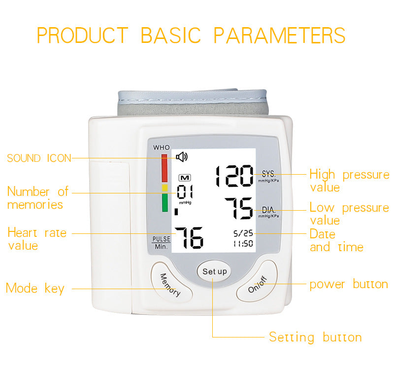 Automatic Wrist Watch Digital Blood Pressure Meter MOQ:1PCS