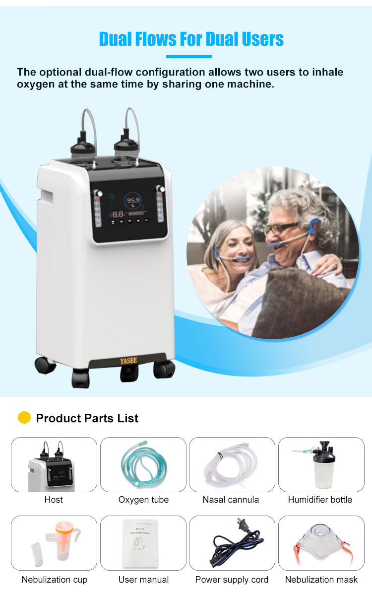 5 Liter Portable Dual Flow Oxygen Concentrator With Nebulizer Oxygenerator 
