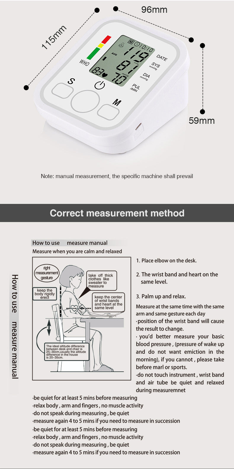 Fully Automatic Wrist Type Digital Blood Pressure Meter