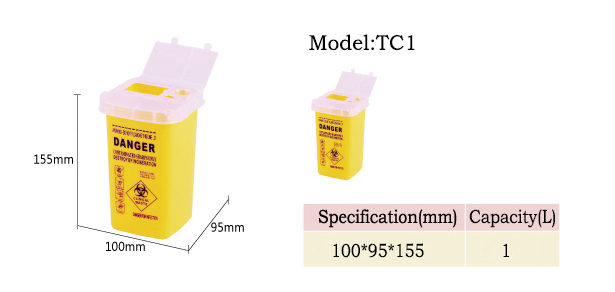 Plastic Disposal Sharps Container 1L
