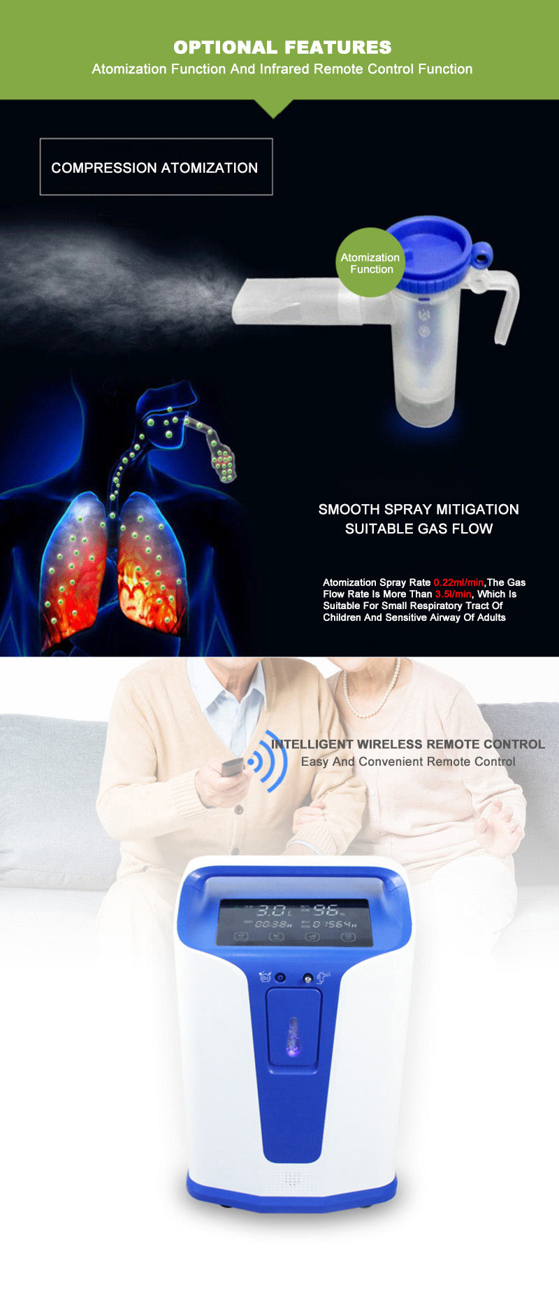 CE 96% High Purity 5L 10L Portable Oxygen Concentrator